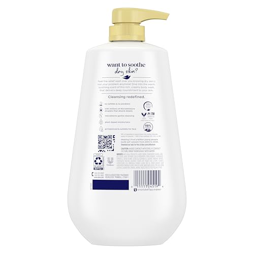 Dove 24hr Lotion Body Wash Dryness Relief with Jojoba Oil, 30.6 oz | Moisturizing body wash with MicroMoisture for dry skin
