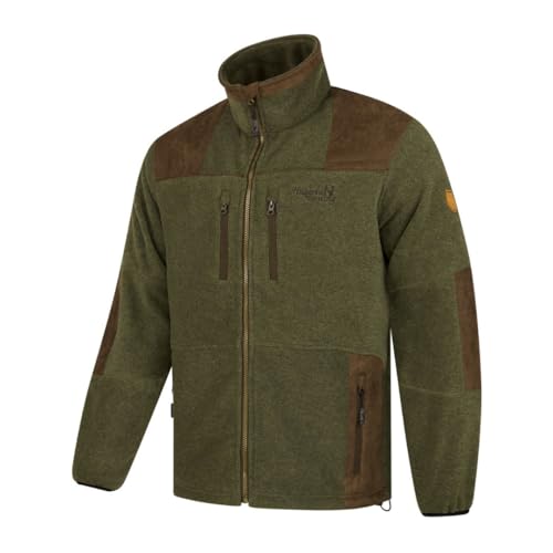 HUBERTUS Herren Fleece Jagdjacke mit Besätzen an Schultern und Ellenbogen Oliv Braun, Modell Zabelstein (3XL)