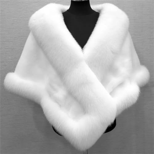 Bridal Faux Fur Wraps Winter Wedding Coat Warm Shawls Outerwear White Shrug Women Capes3