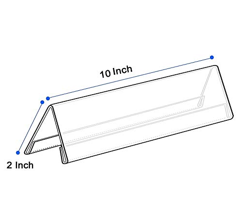 Image of Shuban Clear Acrylic Desk Name Plate Holder - 10 Pack 2-Sided 10 Inch x 02 Inch V-Shaped Display Stand for Name Plates, Table Place Cards, Signs & Labels - Reusable for Office, Business, Weddings, Restaurants & Schools