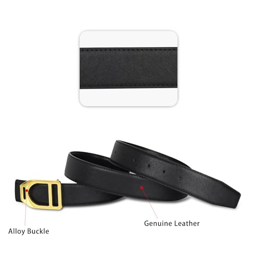 Image of Aurolran Men&Womens Leather Dress Belt Business Automatic Buckle Belt Color-Black Silver Gold