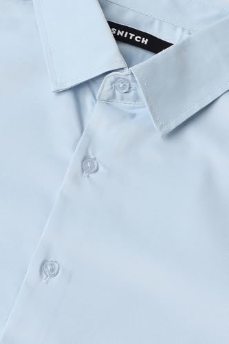 Image of SNITCH Men Formal Shirt | Tailored Slim Fit Full Sleeve Spread Collar Solid Style | Breathable Polyester Viscose Blend Twill Fabric for Office & Evening
