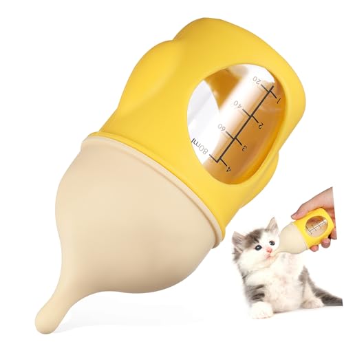 Abaodam Pet Bottles for Newborn Puppies Kittens Nursing Bottles Flow Control and Scale Kitten 80ml