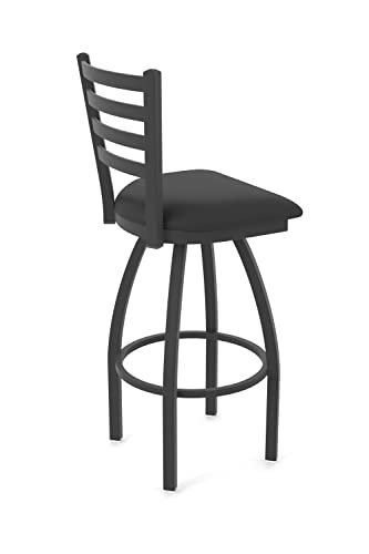 Butaco giratorio Jackie 25" con acabado negro arrugado y asiento de vinilo negro miniatura 4