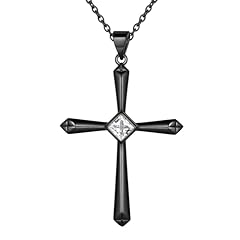 C,Solitaire Cross Pendant - Black