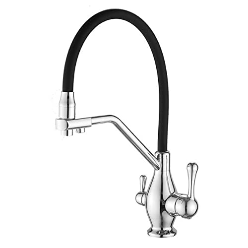 Robinet de filtre à eau à 3 voies mitigeur de cuisine multifonction en laiton gris