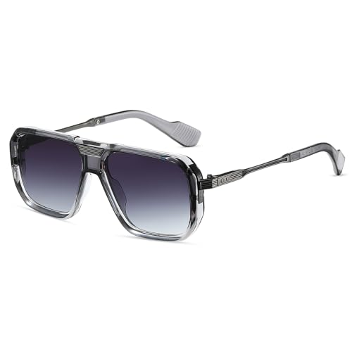 Monture épaisse pour ces lunettes de soleil rectangulaires et carrées unisexes