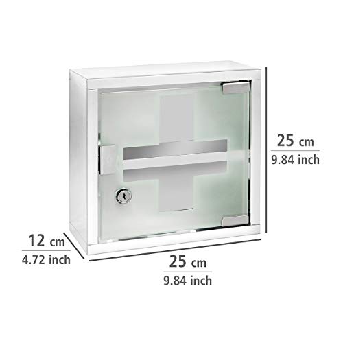 WENKO Chest-Medicine Cabinet, Lockable, Stainless steel, Silver Shiny, 12 x 25 x 25 cm WENKO Chest-Medicine Cabinet, Lockable, Stainless steel, Silver Shiny, 12 x 25 x 25 cm