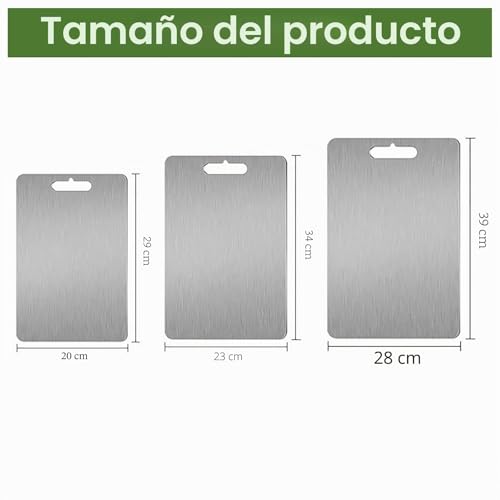 Tablas de cortar de titanio y acero inoxidable, juego de 3 piezas para carne y verduras 3
