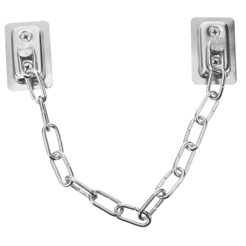 Kisangel ステンレス製窓用チェーンロック 冷間圧延鋼 チェーン固定式 防犯対策 室内用 ロック 高齢者 ペットの転落防止 玄関 掃き出し窓対応