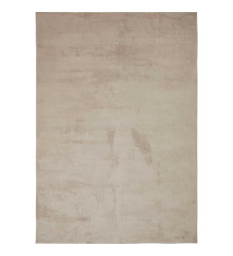 Image of Obsessions Large Indoor Polyester Carpet with Solid Pattern Felt Backing, Ideal for Bedroom & Living Room 160x230cm, Taupe