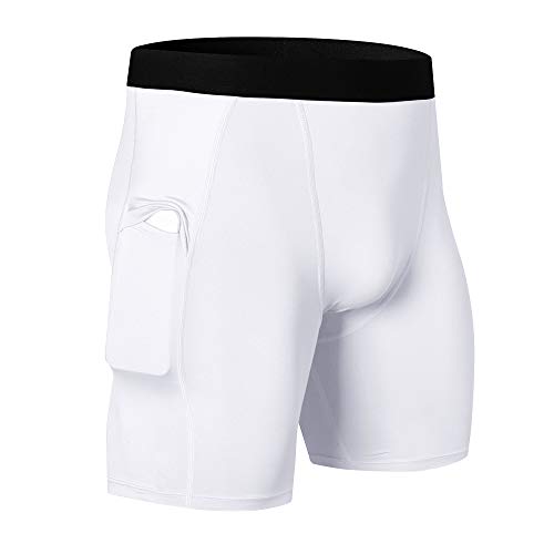 WRAGCFM Athletic Comprtession - Pantalones cortos con bolsillos para correr, entrenamiento, ropa interior activa - - Large