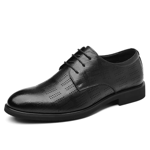 Men's Hollow Leather Lace Up Dress Oxford Shoes Summer Breathable Vintage Formal Business Wedding Derby Casual Shoes