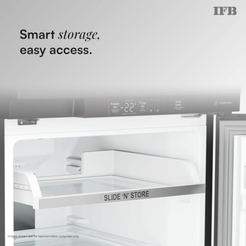 Image of IFB 331L 3 Star 12-in-1 Convertible, Advanced Inverter Frost-Free Double Door Refrigerator with 30 Hrs Cooling Retention, WiFi & 4 Year Super Warranty (2026, IFBFF-383CYKSETU, Metal Black)