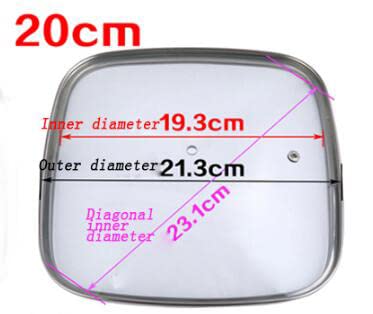Pfannendeckel，Universaldeckel FüR Pfannen 16-32cm Cookware Reinforced Square Glass Lid Tempered Wok Lid Glass Round Chef Pan Lid With Knob Premium Quality Pan Cover(20CM)