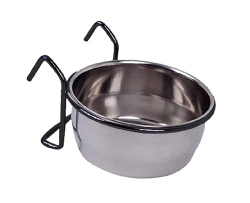 Image of Sage SquareBird Bowl Stainless Steel, Birds Coop Cup Feeder Bowl with Hook Holder, for Food & Water (200 ML)
