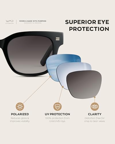 WMP Eyewear - Men's Classic Square Sunglasses, Lightweight Acetate Frame with Polarized Lenses, 100% UV Protection4