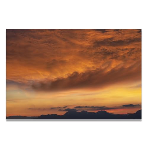 Lienzo de paisaje de montaña en tonos dorados para decoración