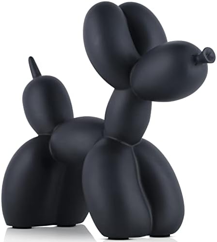 oliruim Balloon Dog Statue Resin Material Art Sculpture Cute Balloon Dog Animal Sculpture Modern Decorative Style Suitable for Desk Bookshelf Bedroom Room Living Room Kitchen Home Decor (Black)