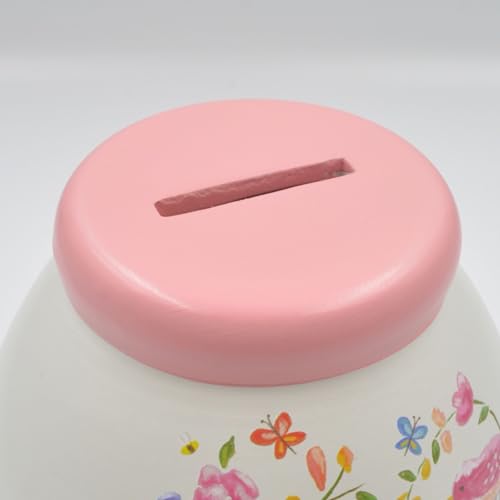 Handcrafted Boofle Wedding Big Day design Save And Smash Ceramic Money Box, White Pink Design, 14cm x 14cm x 14cm - Image 4