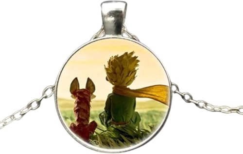 LAMGUL Accessoires Collier de Renard en Argent Sterling 925 pour Femmes et Hommes, Collier Renard sous la Lune Petit Prince Collier dôme en Verre, Collier...