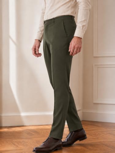 Image of SaintX Men's Premium 4-Way Comfort Stretch Formal Trousers | Smart Sweat Wicking Wrinkle Free Fabric | Smarter Techno Flex Expandable Waistband | Stylish Slim Fit | Daily Office Wear