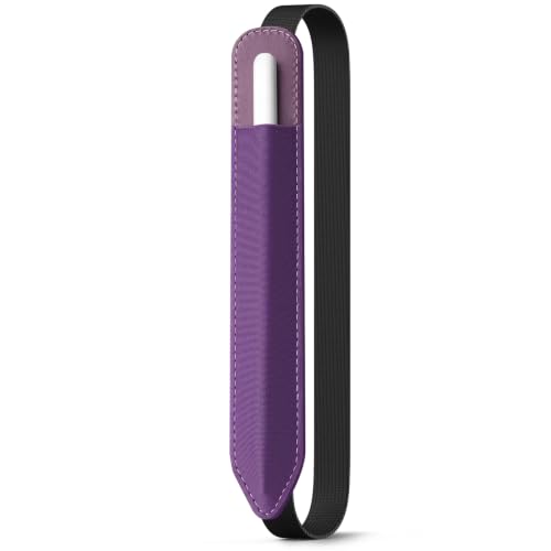Image of MoKo Pencil Case Holder Fit The Apple Pencil (Pro and USB-C and 1st and 2nd Gen), Detachable Elastic Pocket for Stylus Pen with Elastic Band Attached to iPad Case, Dark Purple