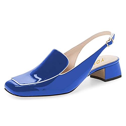 Image of YDN Women Closed Square Toe Block Low Heels Slingback Formal Loafer Dressy Shoes Office Lady Pump Size 4-15 US
