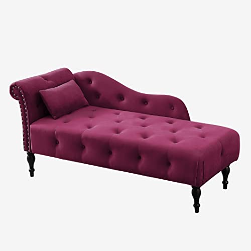 Image of Eafurn 60.6 inch Chaise Lounge Chair Indoor, Oversized Upholstered Sofa Bed for Living Room, Tufted Velvet Sleeper Couch Comfy Recliner Bedroom Reading Seat | Breathable material