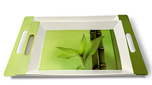 Image of U.P.C. Crystal by UPC Melamine Serving Tray, Set of 3 (Small, Medium and Large Size) Villori Series Tray (ROS-Green)