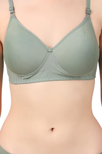 Image of Women's Cotton Lace Lingerie Set | Padded Wire-Free Comfort Bra & Panty Combo | Everyday Essentials in Nude