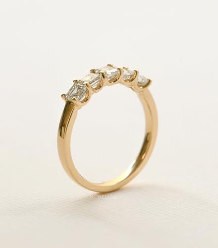 Kobelli Willa 5-Stone Asscher Lab Grown Diamond U-Prong Ring 14k Gold4