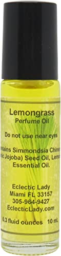 Eclectic Lady All Natural Lemongrass Perfume Oil, 0.3 Oz Portable Roll-On Fragrance with Long-Lasting Scent, Delightful Essential Oils and Jojoba Oil For Daily Use
