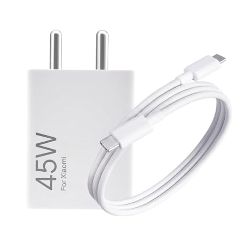 Image of Scalebee 45W Turbo Fast Charger with Type C to C Cable for Xiaomi Redmi Note 13 14 Pro Plus, Note 12 11, Poco X6 X5 Pro M6, White 45 Watt Mobile Wall Charging Adapter Block Super Rapid Power Kit
