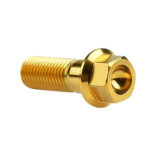 Image of Titanium Bolt M12 30 35 40 45 50 55 60 65 70 75 80 85 90mm Hex Small Flange Head for Motorcycle Car Modification Pack of 4 (M12x35mm Pitch 1.25, Gold)