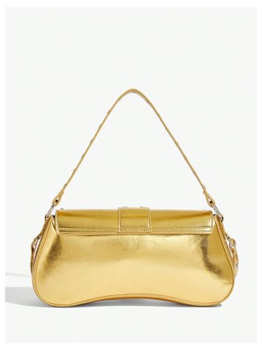 MakeMeChic Women's Shoulder Bags Y2K PU Leather Clutch Small Purse Hobo Bags3