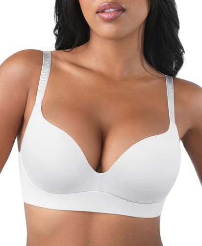 Image of FeelinGirl Wireless Push Up Bra Full Support Lift Balconette Seamless | No Underwire Tshirt Bra, Full Coverage, Back Smoothing, No Show Comfy Bra for Deep V Clothes