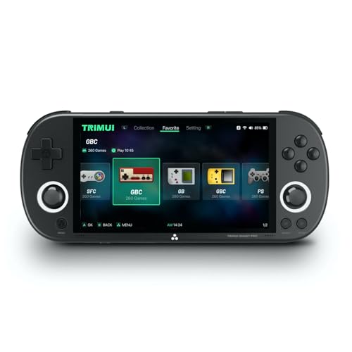 Console de Jeux Smart Pro Noir, Écran IPS 4,96 Pouces, Système Linux, 8000 Jeux Intégrés, Rétro-Gaming