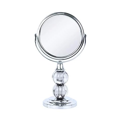 Zahari Home Aroma Magnifying Makeup Mirror Double Sided with Stand, Desk Mirror Vanity Mirror Cosmetic Mirror Tabletop Mirror 1X/3X Magnification 360 Degree Swirl, 6.30 inch Mirror, Grey Cover