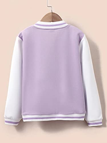 Floerns Girl's Letter Patched Colorblock Jacket Button Down Long Sleeve Preppy Outerwear2