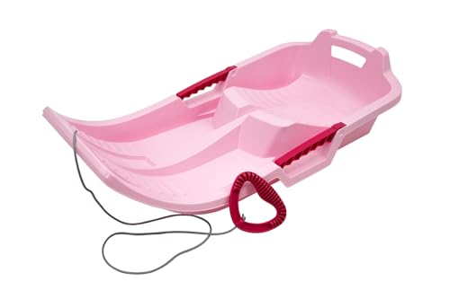 KHW Minibob | Rosa | Bob Schlitten aus Kunststoff | robust & frostbeständig | leicht & wendig | mit Brems- & Lenkfunktion | Made in Germany | TÜV-geprüft | 80×40×20 cm