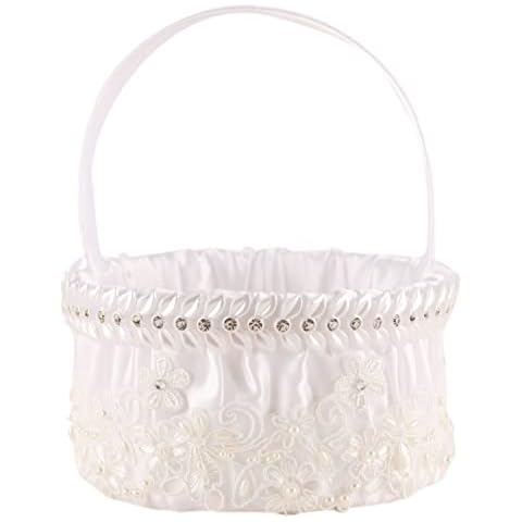 Satin and artificial crystal jewelry to decorate the wedding flower girl basket (White#) Cover