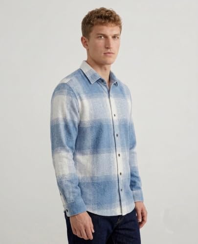 Image of DEELMO Men's Cotton Blend Printed Checkered Casual Shirt | Full Sleeve Button Down Regular Fit Collared Shirt | Soft & Breathable Everyday Wear for Office (Available in Plus Size)