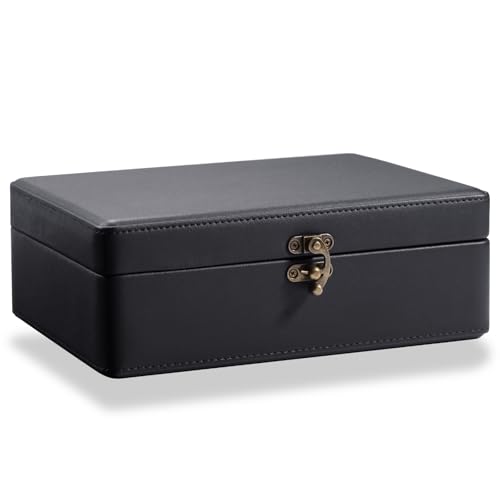 LAMOTI 2-Layer Jewelry Box for Women, Floating Effect Leather Jewelry
