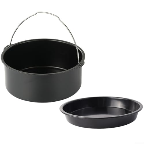 Unleash Your Inner Chef - Accesorios antiadherentes para freidora de aire con bandeja para tartas y bandeja para pizza (7 pulgadas)
