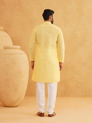 Image of Sojanya (Since 1958 Motifs Embroidered Thread Work Pure Cotton Straight Kurta With Churidar