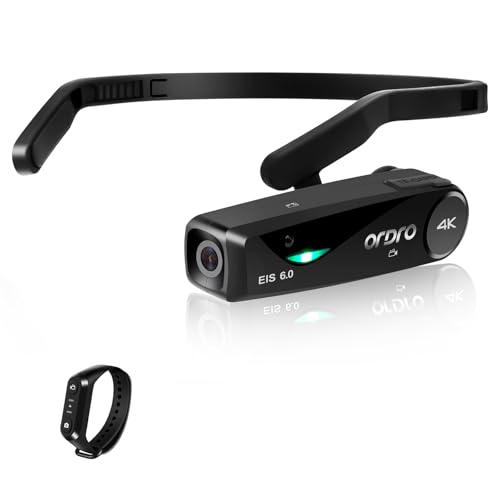 ORDRO EP6 Plus Head Mounted Camera 4K Video Camcorder, Wearable Video Camera UHD 1080P 60FPS Hands-Free Vlog Camera with WiFi APP Control, EIS 6.0 Anti-Shake, Smart Remote