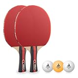 JOOLA Tischtennis Set Rosskopf 2 Tischtennisschläger + 3 Tischtennisbälle 40+mm, rot/schwarz, 5-teilig