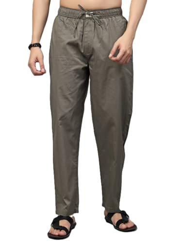 Image of Majestic Man Comfort Fit Solid Cotton Casual Lounge Pyjama with Elastic Waist, Drawstring & Zip Closure