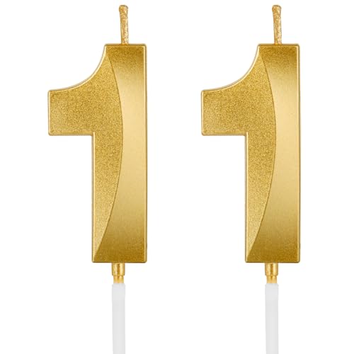 Birthday Candles 1.96 Inch Number 11 Happy Birthday Candles Number Candles Decoration for Birthday Party and Anniversary Celebration(Champagne Gold)